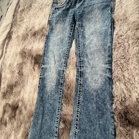 Rock Revival Distressed Blue bootcut jeans